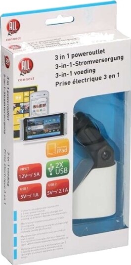 Fordelerstik 2Xusb 2.1A 1Xcigar Fordelerstik 2Xusb 2.1A 1Xcigar