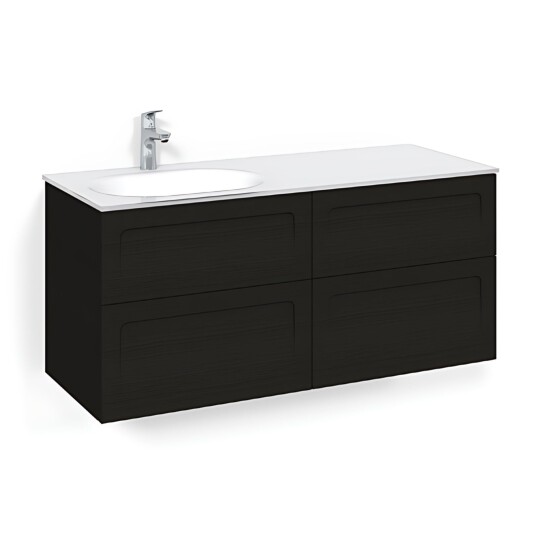 Macro Design Crown Servantskap 4-skuff - med Venstre Glasservant 120cm Svart eik / Shape Glass Edge Hvit Macro Design Crown Servantskap 4-skuff - med Venstre Glasservant 120cm Svart eik / Shape Glass Edge Hvit