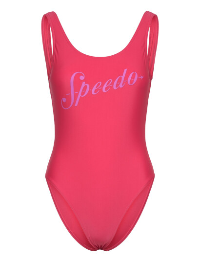 Speedo Womens Logo Deep U-Back - Pink - 36