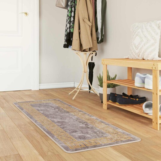 Teppe Runner MARSA Grå 50 x 200 cm Polyester og PVC