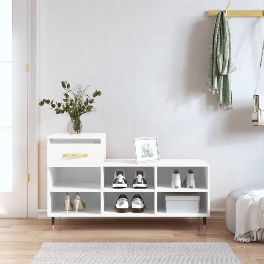 Skoskap høyglans hvit 102x36x60 cm konstruert tre 8721012113978