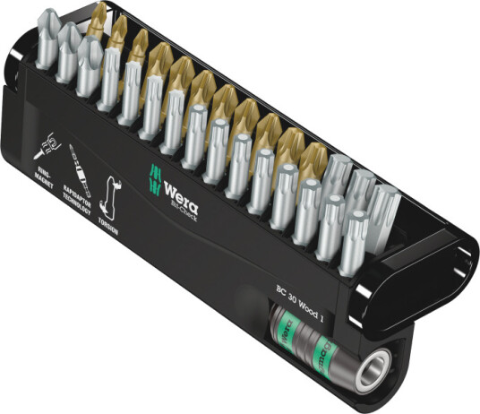 Wera Bit-Check 30 Deler for Skrutrekker - Tre Spissett med Phillips, Pozidriv og Torx