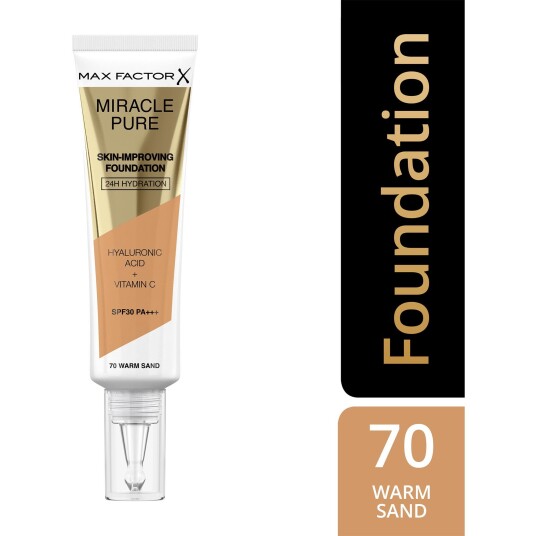 Max Factor Miracle Pure Foundation 70 Warm Sand - Fuktighetsgivende med SPF 30