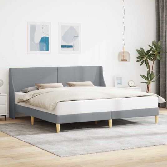  Sengestamme med hodegjerde Lysegrå 180 x 200 cm Stoff