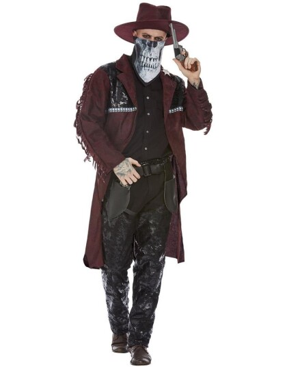 Deluxe Dark Spirit Western Cowboykostyme til Mann Strl L