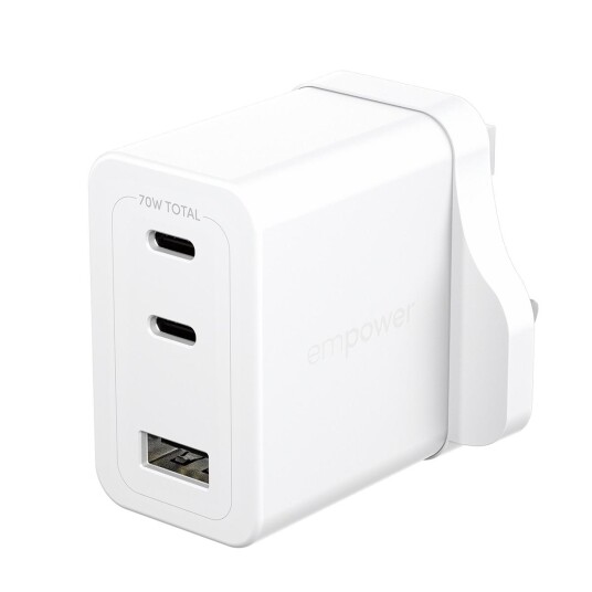 Panzerglass Empower By Panzerglass Grand Prix High-speed Multiple Charger Incl. 2 X Usb-c + Usb-a 70w Uk Plug Silver White Panzerglass Empower By Panzerglass Grand Prix High-speed Multiple Charger Incl. 2 X Usb-c + Usb-a 70w Uk Plug Silver White