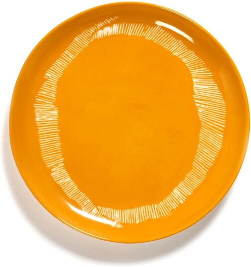 Serax Ottolenghi Feast tallerken M Ø22,5 cm 2-pakning Yellow stripes-white