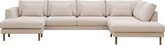 Florenz 4 seters Høyrevendt U formet Sofa med Divan og Sjeselong i Stoff   Beige