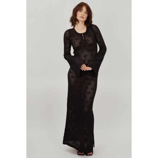 Chantelle Dress Black XS Crochet look maxi dress