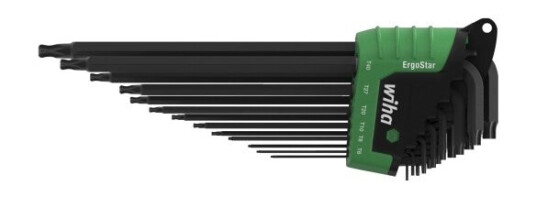 Wiha 36487, L-Torx Nøkkelsett, T10, T15, T20, T25, T27, T30, T40, T45, T5, T6, T7, T8, T9, Sort, Kromvanadiumstål, 470 G, 13 Stykker
