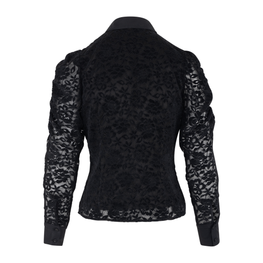 Corinne Blouse Black M Lace Shirt