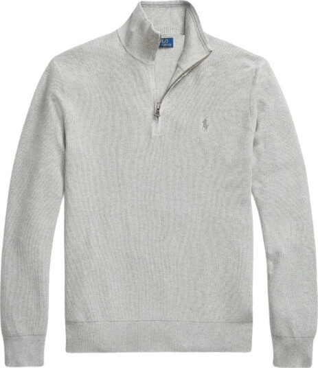 Mesh-Knit Cotton Quarter-Zip Sweater Andover Heather