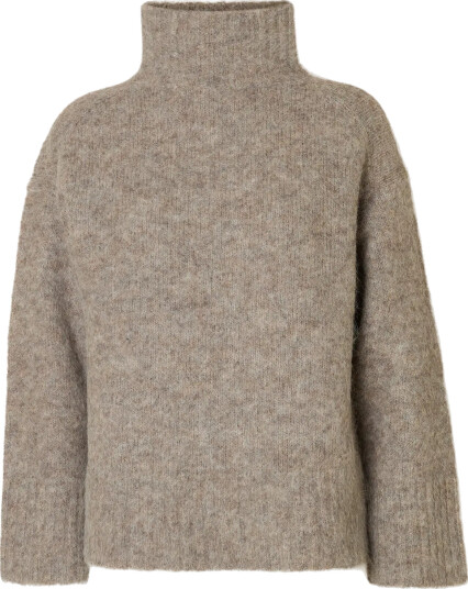 Selected FEMME - Pullover slfGabriella LS Knit High Neck - Grå L Selected FEMME - Pullover slfGabriella LS Knit High Neck - Grå L