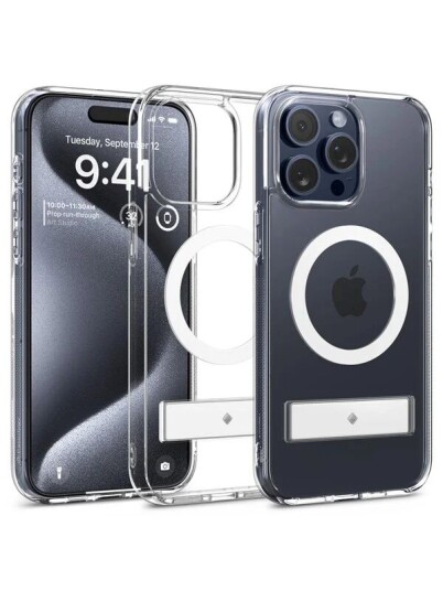 Spigen Caseology Capella MagSafe Kickstand Mobildeksel for iPhone 15 Pro - Gjennomsiktig Hvit