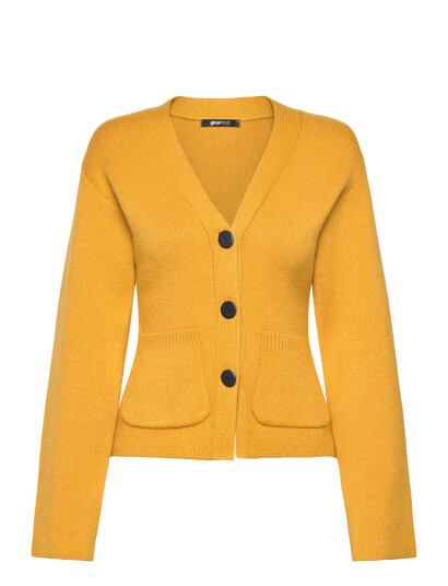 Gina Tricot Shaped Knitted Cardigan - Yellow - M