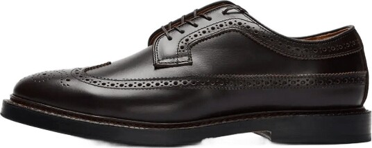 Selected Slmandrew Leather Full Brogue Shoe - DEMITASSE - 41