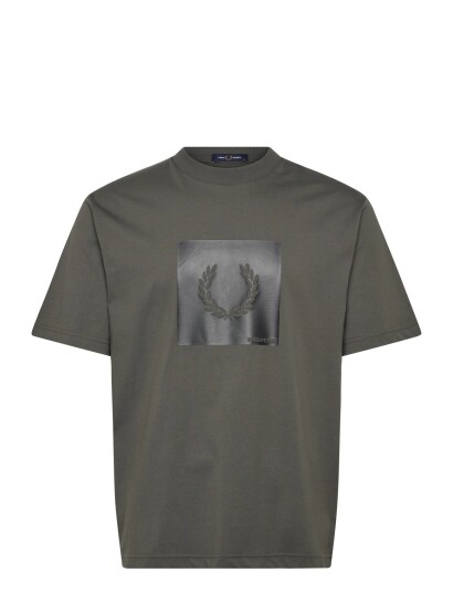 Fred Perry Box Graphic T Shirt Khaki green XS