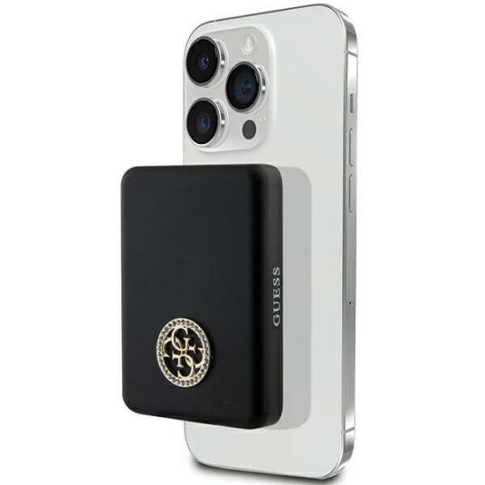 Guess Induction Powerbank 15W Gupbm5al4dmk 5000Mah Svart/Svart Magsafe 4G Strassed Metal Logo