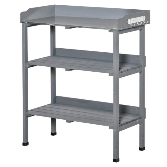 Plantebord gartner bord blomsterbord med metall arbeidsflate og tre 76x37x89cm ideelt for hage og balkong