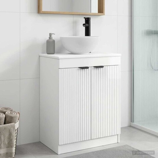 Badmøbel med vask Høgglans hvit 54 x 35 x 83 cm Konstruert tre Badmøbel med vask Høgglans hvit 54 x 35 x 83 cm Konstruert tre