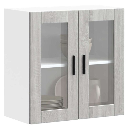 Veggmontert kjøkkenskap med glassdør Porto grå sonoma 8721158424990 Veggmontert kjøkkenskap med glassdør Porto grå sonoma 8721158424990