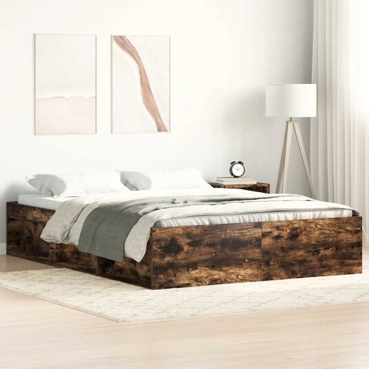 vidaXL Sengeramme røkt eik 120x190 cm 8721012158542