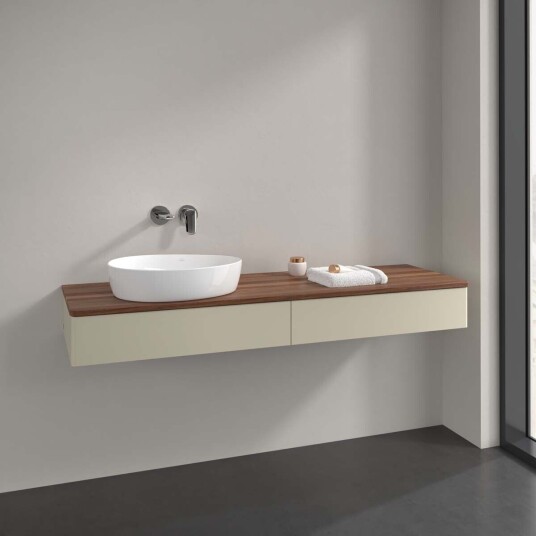 Villeroy & Boch  Antao Servantskap med 2 skuffer 160x50x19 cm u/lys Grå Matt/Valnøtt