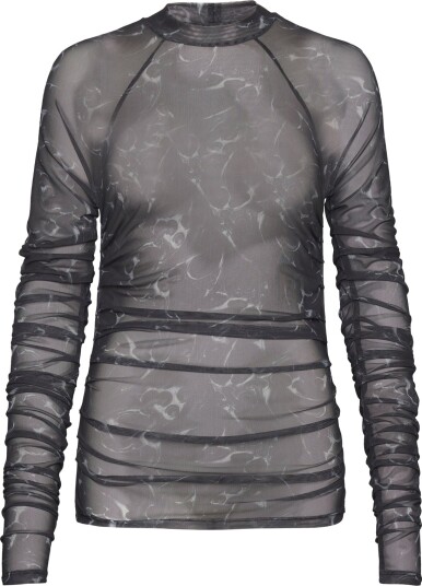 HAN Kjøbenhavn Printed Mesh Plated Long Sleeve Black 38