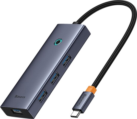 Baseus 6in1 Hub UltraJoy USB-C do HDMI4K@60Hz+4xUSB 3.0+PD (space grey) USB-hub - USB 3.0 - 6 porter - Grå