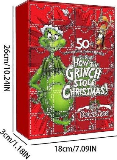 Julekalender Figurboks 24 stk Dr. Seuss Grinchen Grønn Monster Mini Liten Lekegaver {DB}