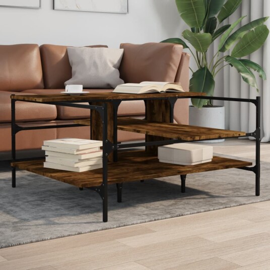  Salongbord røkt eik 100x100x48,5 cm konstruert tre 8721012376090