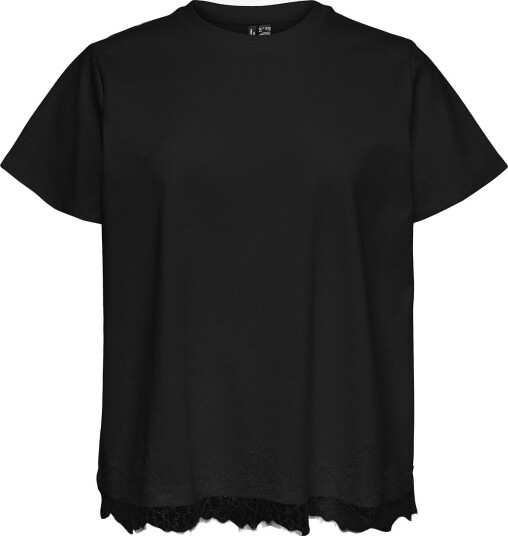 Vero Moda Curve   Topp Vmcsara Mette Lace Ss Jrs Cur   Svart