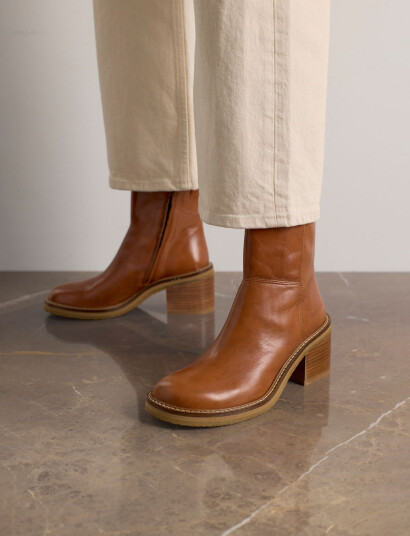 ANGULUS Bootie - Block Heel - With Zippe - Brown - 38 ANGULUS Bootie - Block Heel - With Zippe - Brown - 38