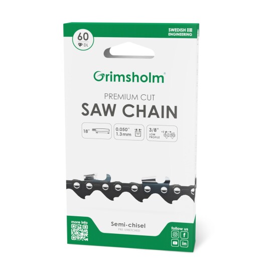 Grimsholm Saw chain Premium Cut 60 DL 3/8" Low Profile .050"/1.3mm