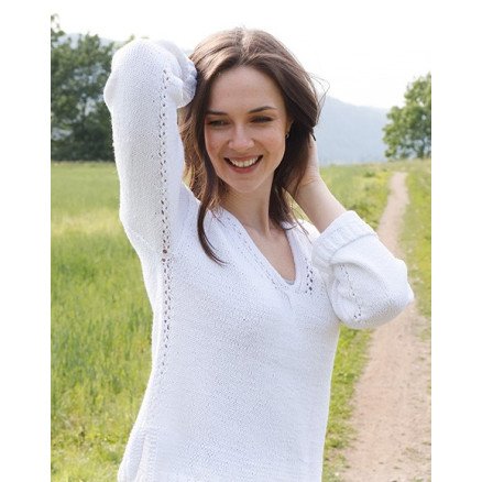 White Trail by DROPS Design Genser Strikkeoppskrift str S XXXL