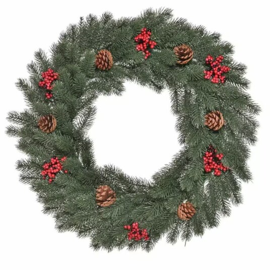 Northio Grankrans Dørkrans Julekrans Bakside Med Hengende Malje Pe Grønn Diameter 60 X 8 Cm