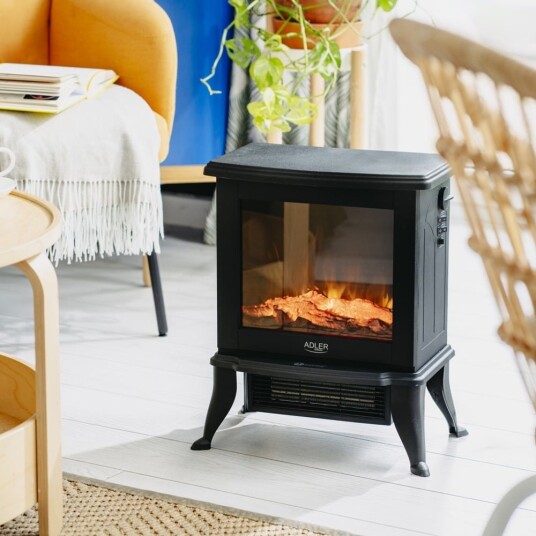Adler AD 7754 Elektrisk Peis med 3D Flammeeffekt og Termostat 1000/1800W