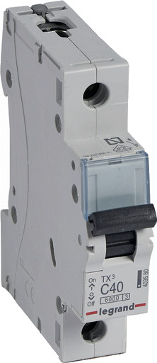 Legrand 10 stk TX³ MCB automatsikring C40 1P 1M 6/6kA
