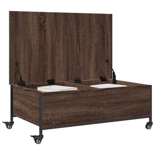 Salongbord med hjul brun eik 91x55x34 cm konstruert tre 8721012375963