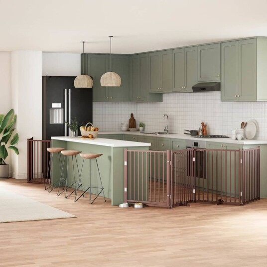 Vidaxl Hundeport Sammenleggbar 12 Paneler Brun 960 cm Poppeltre