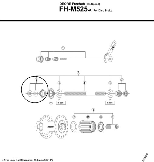 Shimano m529 Konus Bakhjul Venstre Shimano m529 Konus Bakhjul Venstre