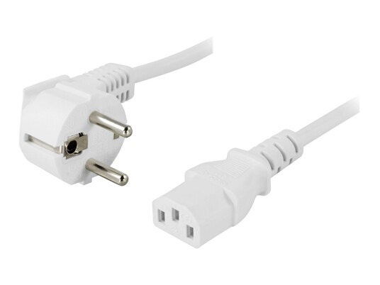 Deltaco 20 cm Strømkabel CEE 7/7 til IEC 60320 C13 Vinklet Hvit Deltaco 20 cm Strømkabel CEE 7/7 til IEC 60320 C13 Vinklet Hvit