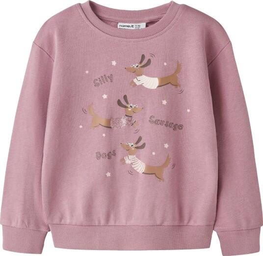 Name It Collegegenser NmfVasacha Lila/Pølsehunder Name It 2 år 92 Collegegenser Rosa
