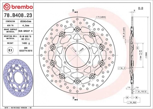 Bremseskive BREMBO 78B40823