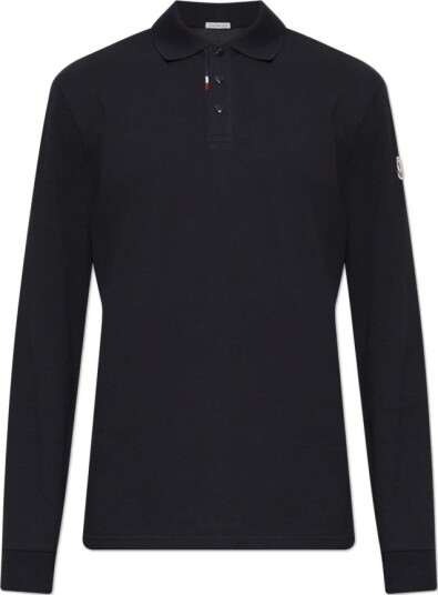 Moncler Long Sleeve Polo Navy Moncler Long Sleeve Polo Navy