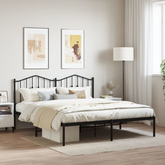 vidaXL Sengeramme i metall med sengegavl svart 183x213 cm 8721012211032