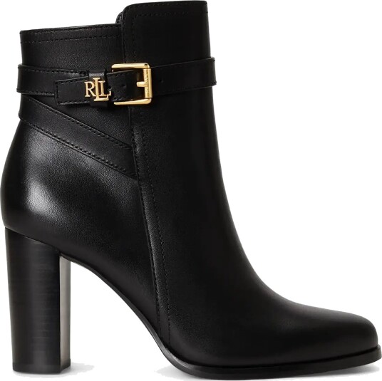 Lauren Ralph Lauren Brooke Ii Calfskin Bootie Heel Black 37.5