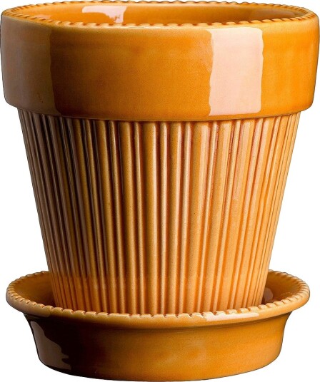 Bergs Potter Potte med fat Simona GLAZED diameter 16 cm Gul