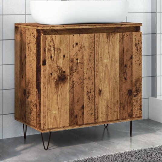 Baderomsskap gammelt tre 58x33x60 cm konstruert tre 8721158444585