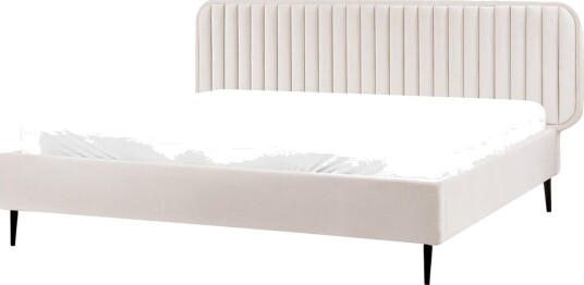 Dubbelsäng Beliani Brin med lamellram Beige Svart 140x200 cm Beige 180x200